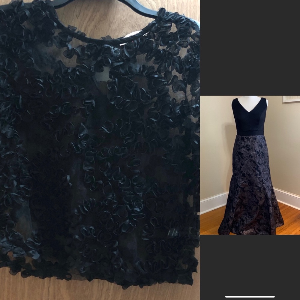 2 pcs Black Maxi formal dress , size 8 Pettit, Ignite Evening w lace jacket